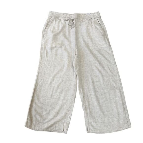 Banana Republic Pants - Banana Republic Women's Wide Leg Crop Pants Beige Linen blend Pull On Sz S